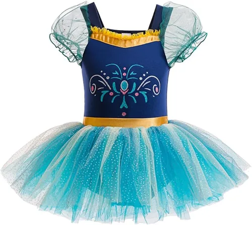 Vista 34 de Leotardos de princesa para niñas con falda de ballet y tutú para Halloween, Navidad, fiesta de cumpleaños, vestido elegante