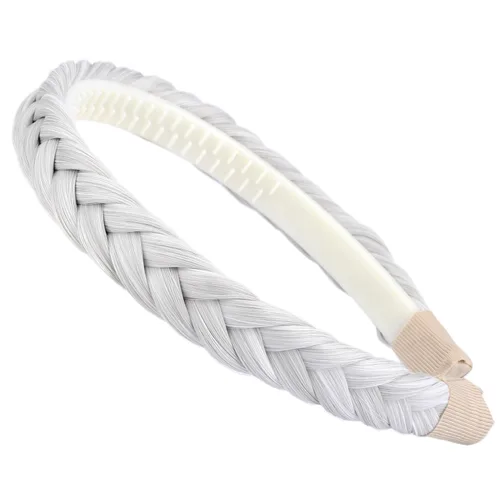Vista 13 de Ancho de 1.5 cm Banda de pelo sintético trenzada estrecha con dientes para mujeres y niñas (Negro)