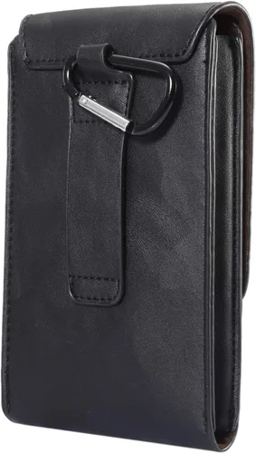 Vista 6 de Bolsa de cuero para teléfono celular, 2 capas de cintura de viaje, cartera para pasaporte con ranura para tarjetas, funda desmontable con gancho
