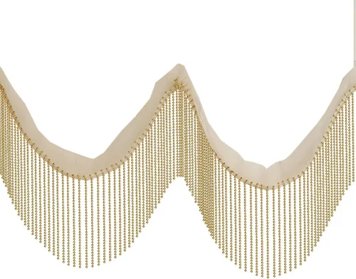 Vista 2 de 1 yarda de aleación de oro con flecos de costura con cuentas de encaje, cadena de borla para accesorios de ropa y decoración de manualidades (dorado)
