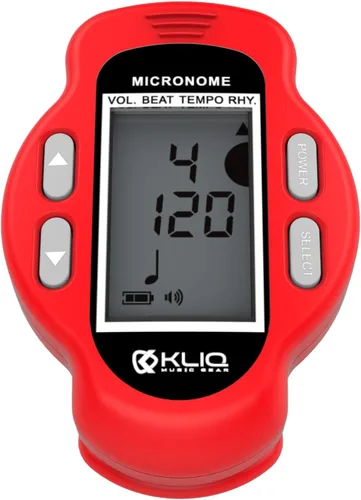 Vista 10 de KLIQ MicroNome - Mini metrónomo digital recargable - con altavoz (volumen digital, ajuste de ritmo y tempo) diseñado para su uso con piano, Azul
