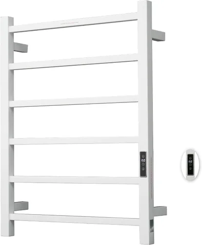 Vista 24 de Toalleros térmicos para baño, calentadores eléctricos de toallas para montar en la pared con temporizador y control de temperatura, calentador