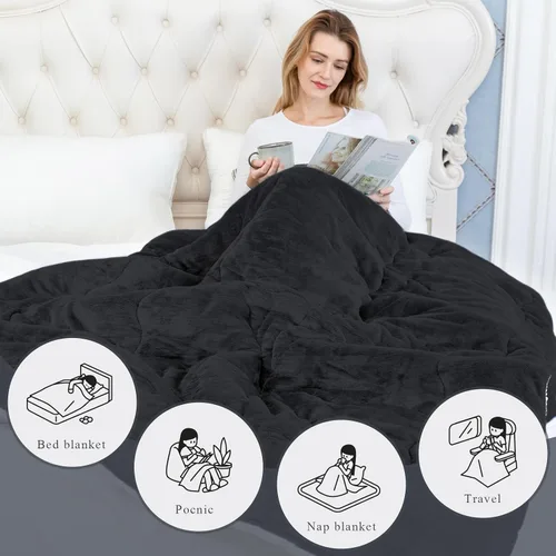Vista 6 de CHOSHOME Manta de forro polar Sherpa - Manta gruesa y cálida para invierno, manta de felpa suave y mullida para cama, sofá y viajes