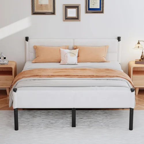 Vista 15 de Base de cama metálica, base de cama tamaño individual de 14 pulgadas con espacio de almacenamiento, base de colchón resistente y de trabajo pesado