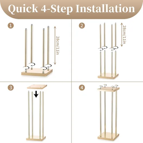 Vista 5 de Sziqiqi Jarrones de columna, centros de mesa de boda para mesas con platos, decoración de boda de 2 pies para ceremonia, moderno, rectangular