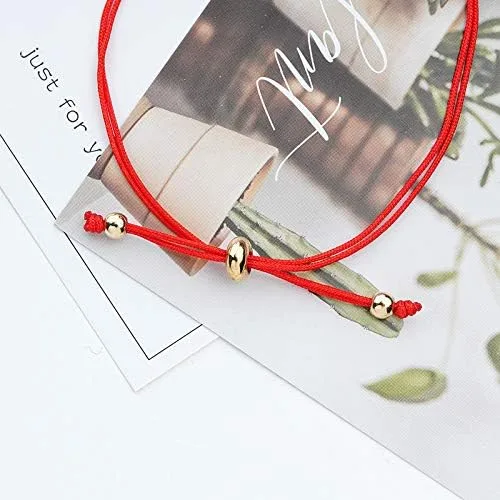 Vista 5 de 2 8 pulseras de cuerda roja con 7 nudos de protección de la cabalá para la buena suerte, pulseras hechas a mano, cordón de cuerda ajustable