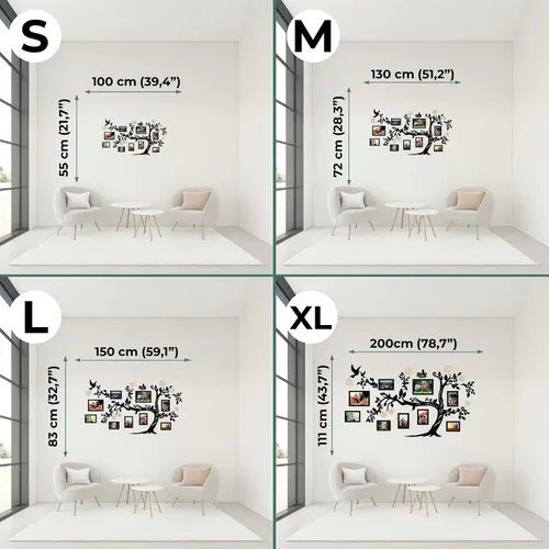 Vista 3 de JustLikeWood 39 x 22 pulgadas Calcomanía de Pared Grande de Árbol Genealógico de Madera para Decoración del Hogar con Marco de Fotos Estándar