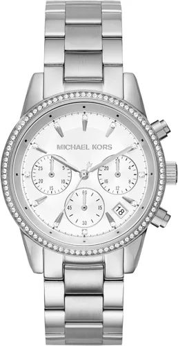 Vista 7 de Michael Kors Bryant - Reloj cronógrafo para mujer de acero inoxidable y cristal pavé