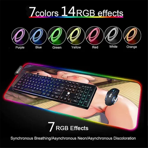 Vista 4 de Gamer XXL - Alfombrilla de mouse de color grande RGB Anime Girl Sexy Butt Breasts Chest Color Gaming Desk LED Mousepad pad pad pad tapete tapete
