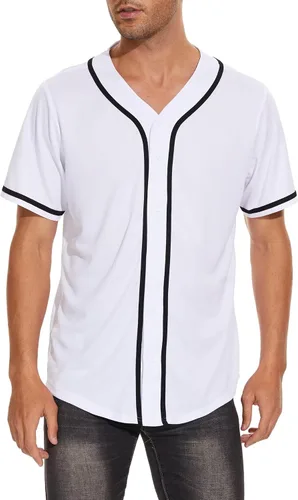 Vista 2 de babyhealthy Camiseta de béisbol en blanco con botones para hombre, camisetas de hipster, camisetas de softbol deportivo
