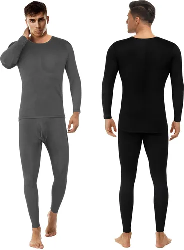 Vista 2 de Patelai 5 Conjuntos de ropa interior térmica para hombre, forro polar, capa base larga para invierno