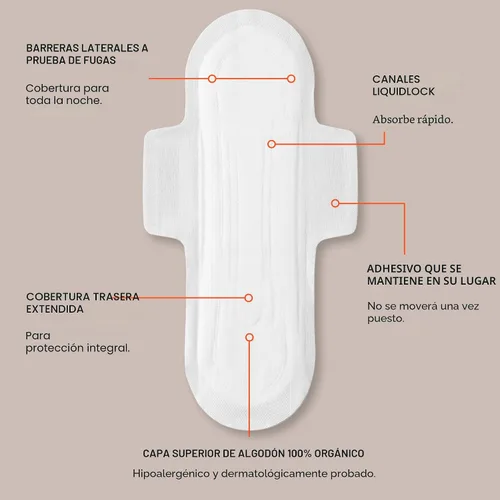 Vista 7 de Cora Almohadillas de algodón 100% orgánico (72 almohadillas para la noche)
