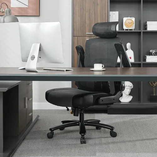 Vista 7 de Silla de oficina grande y alta de 500 libras, silla de computadora ejecutiva grande y resistente con brazos abatibles 5D, silla de escritorio