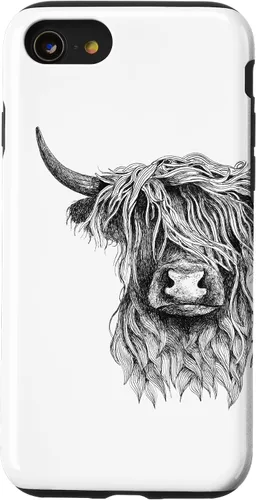 Vista 18 de iPhone 16 Highland Cow - Hand Drawn Illustration Case