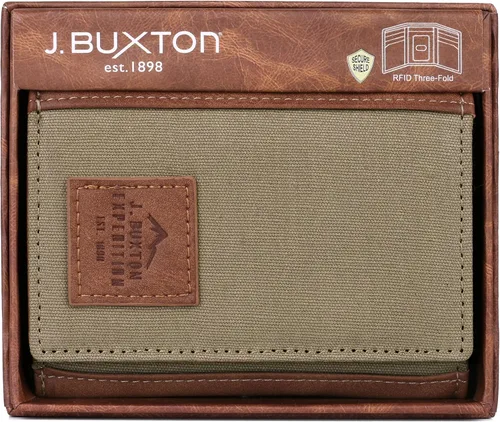 Vista 6 de J. Buxton Expedition II Huntington Gear RFID Tres veces, Verde -Oliva, Vintage