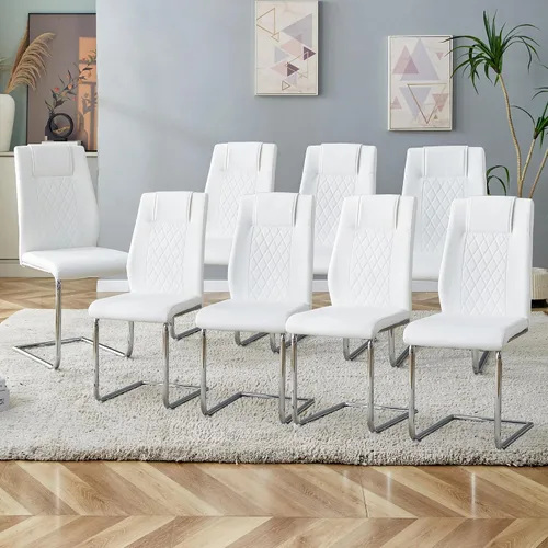 Vista 18 de Sillas De Comedor - Juego de 4 sillas de comedor modernas para cocina, con asiento tapizado de piel sintética, patas de metal con respaldo alto