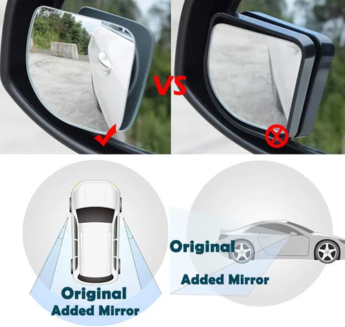 Vista 8 de Ampper Espejo de Punto Ciego en Forma de Abanico, Vidrio HD sin Marco Adhesivo Ajustable Convexo de Gran Angular Retrovisor Espejo para Automóvil