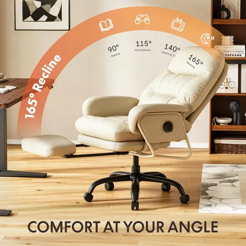 Vista 7 de Silla de oficina ergonómica FLEXISPOT con reposapiés, silla de escritorio de computadora de respaldo alto, silla de salón interior con ruedas