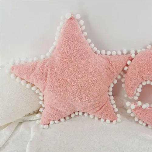 Vista 4 de JIANEEXSQ Creative Star Pillow Home - Cojín decorativo de felpa con estrella blanca (rosa)