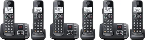 Vista 10 de Panasonic Link2Cell - Sistema de teléfono inalámbrico expandible Bluetooth DECT 6.0 con contestador automático y bloqueo de llamadas - 3 auriculares