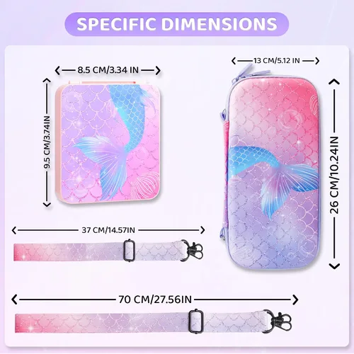 Vista 3 de RHOTALL Nintendo Switch OLED Cover, Hard Portable Travel Case for Switch Game Accessories with Purple Game Case and 2 Thumb Caps - Fish