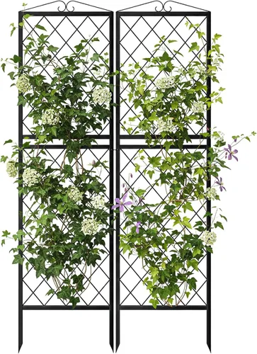 Vista 14 de Paquete de 3 enrejados de metal de 59 x 16 pulgadas para plantas trepadoras, enrejado grande para plantas trepadoras al aire libre, rosas, verduras