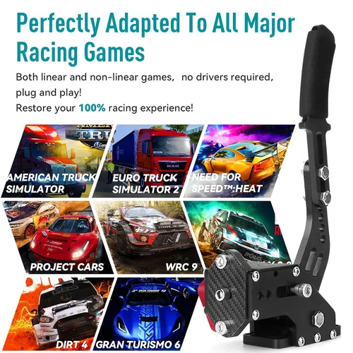 Vista 3 de aikeec 64 Bit USB Handbrake with Clamp for PC Windows Sim Racing Games G25 G27 G29 T500 FANATECOSW Dirt Rally with Handle Grip