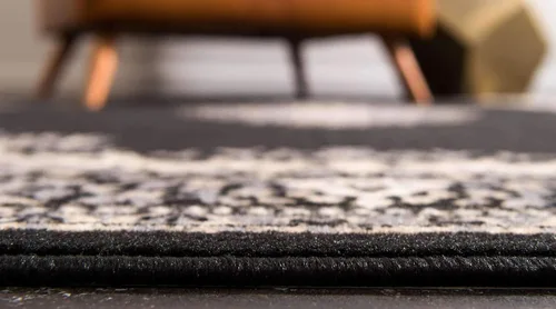 Vista 4 de Unique Loom - Alfombra de área estilo persa tradicional de la colección Reza, de 2 pies 2 pulgadas x 3 pies, colores negro y beige