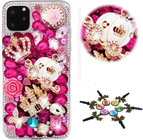 Vista 20 de Sparkle - Funda para teléfono compatible con iPhone 11, elegante, hecha a mano en 3D, con diseño de diamantes de imitación, diseño de diamantes