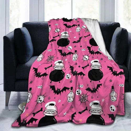 Vista 9 de Manta de Halloween de franela de forro polar suave, ligera, acogedora, cálida y linda, manta de felpa linda, manta para sala de estar, decoración