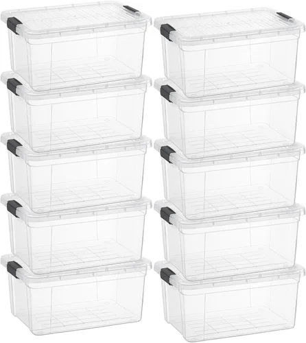 Vista 16 de Superio Contenedor de plástico transparente de 7.4 cuartos con tapa, no tóxico, sin BPA, sin olor, caja de almacenamiento organizadora, recipiente