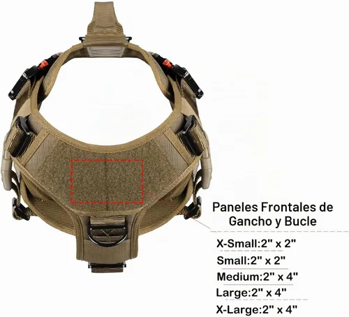 Vista 5 de ICEFANG - Arnés táctico para perro con 6 hebillas, chaleco con sistema molle con asa para perro, 3/4 del cuerpo, panel con velcro para parche