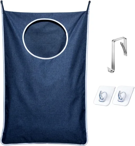 Vista 12 de KEEPJOY Cesta de lavandería XL negra para colgar en la puerta, 36.5 x 22.5 pulgadas, bolsa colgante de gran capacidad con apertura grande y ganchos