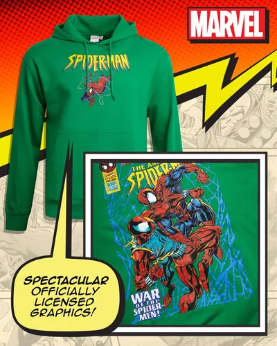 Vista 3 de Marvel Spider-Man Sudaderas con capucha gráficas para hombres - Sudadera con capucha de forro polar de algodón mezclado transpirable y suave