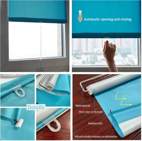 Vista 3 de Cortinas opacas para ventana, con ventosas, persianas enrollables sin taladro, 75% de protección UV, aislamiento térmico temporal, persianas Negro