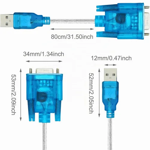 Vista 5 de Adaptador USB a Serial RS232 DB9, USB 2.0 a cable serial, adaptador macho de 9 pines con chipset de cable convertidor RS-232, Windows 10 8 7, 2 PCS