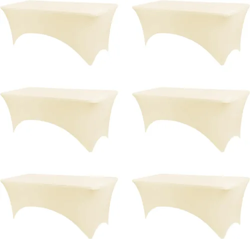Vista 9 de BDDC - Funda de mesa ajustada de 4 pies, manteles de elastano negros, manteles elásticos lavables y resistentes a las arrugas para eventos, bodas