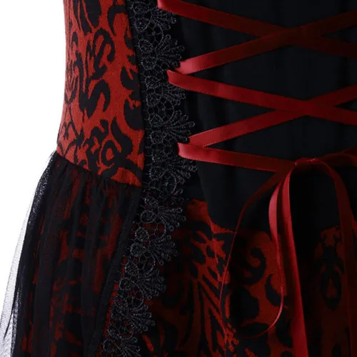Vista 4 de Vestido de Halloween para mujer 2023, talla grande, disfraces de Halloween, sexy, hombros descubiertos, manga de mariposa, con cordones, vestidos