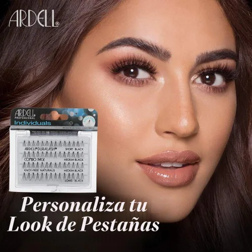 Vista 3 de Ardell Pestañas postizas individuales – Combo, negro, aspecto natural, racimos de pestañas, fácil aplicación para efecto de extensión de pestañas