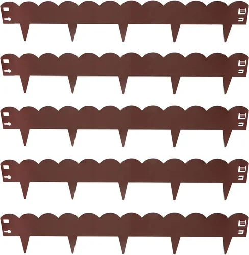 Vista 10 de Sunnydaze Borde de metal para jardines de 16 pies – Paquete de 5 bordes de jardín de acero de 42 x 7 pulgadas para paisajismo – Verde – festoneado