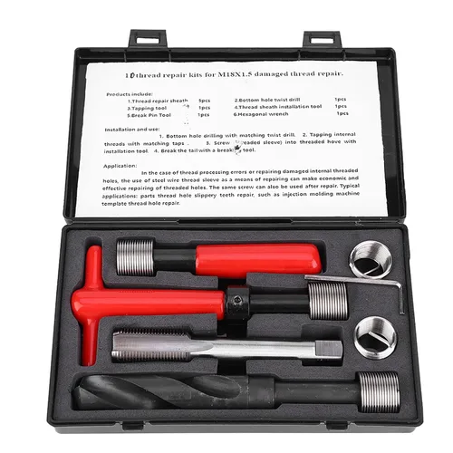 Vista 5 de Kit de herramientas de reparación de roscas para M18x1.5 de acero inoxidable para reparación de automóviles