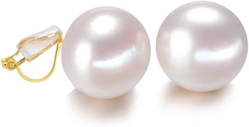 Vista 12 de Pendientes de Clip de Perla para Mujer, Pendientes de Clip Colgante para Mujer, Pendientes de Perla Blanca Imitación Chapados en Oro, Pendientes