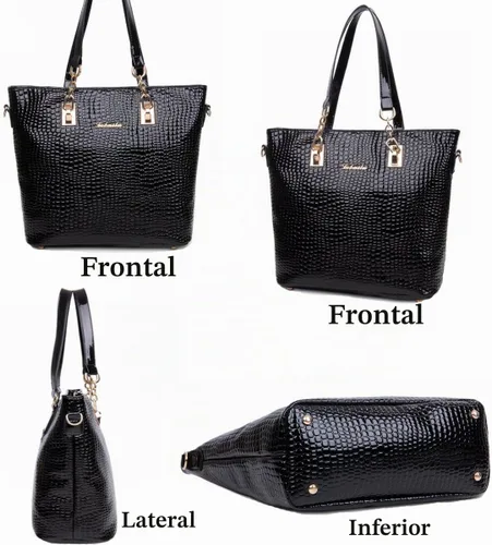 Vista 5 de Juego de 6 bolsos de mano para mujer, con asa superior, carteras cruzadas, cartera Negro