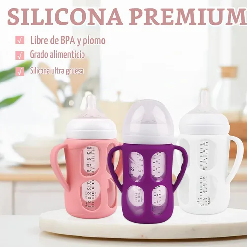 Vista 6 de Paquete de 3 asas de biberón para biberones Philips Avent PP Material Biberones 9oz Manijas de silicona para botellas, soporte para biberones