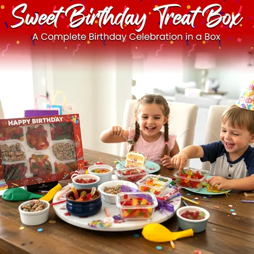 Vista 5 de Bandeja de dulces de oso de gomita de feliz cumpleaños, 1.75 libras. - Tabla de caramelos de gomitas con osos de goma, gusanos, cerezas y gomitas