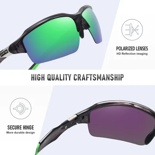 Vista 5 de Gafas de sol deportivas polarizadas para hombres y mujeres, envolventes alrededor de medio marco, ciclismo, pesca, ciclismo, correr, gafas de sol