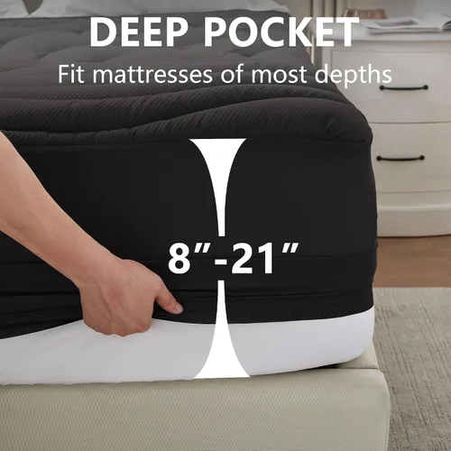 Vista 6 de ELVEN HOME Protector de Colchón Tamaño Twin Impermeable, Cubrecolchón Twin con Pillow Top Refrescante para Cama Individual, Funda Protectora