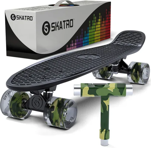 Vista 15 de Skatro - Monopatín modelo mini cruiser. Tablero de plástico de estilo retro de 22 x 6 pulgadas.Viene completo.
