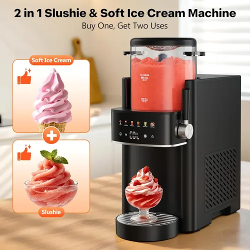 Vista 9 de Máquina para granizar, máquina de helados, máquina de granizado para el hogar y las familias, no necesita hielo con enfriamiento rápido y control