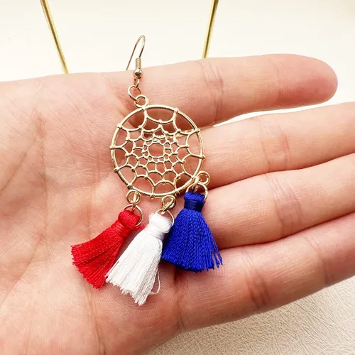 Vista 5 de Aretes del 4 de julio para mujeres y niñas, con la bandera estadounidense, aretes patrióticos, aretes rojos, blancos y azules, joyería para el Día